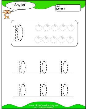 okul öncesi 1 sayısı çizgi çalışması